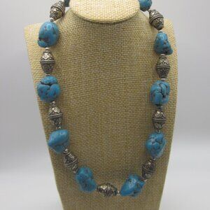 Blue Stone and Silver Necklace